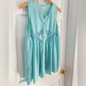 Teal 👗 Flowy Buttondown Tank-top Mini Dress